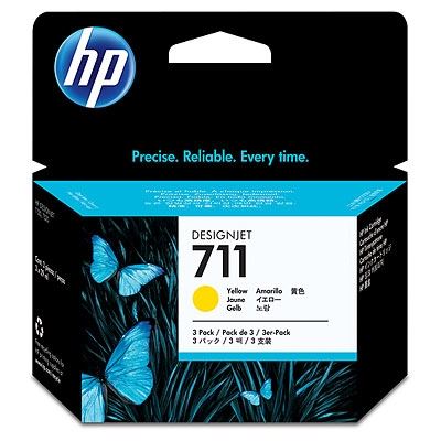 Picture of HP 711 3-Pack Ink Cartridges for Designjet ePrinter- Yellow (29 mL)