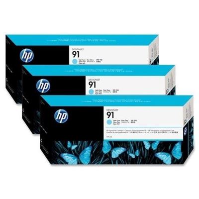 Picture of HP 91 Light Cyan Ink Cartridges for Designjet Z6100, 3 Pk