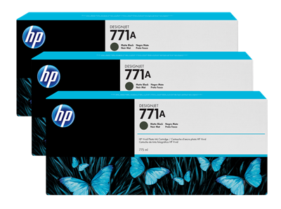 Picture of HP 771 3-Pack Cartridges for Designjet Z62xx, Z66xx & Z68xx w/Vivid Photo Ink
